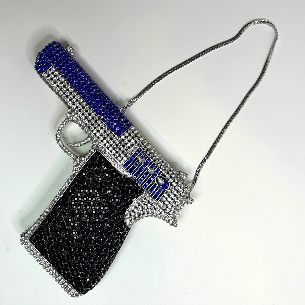👜 Crystal pistol clutch purse/crystal evening bag